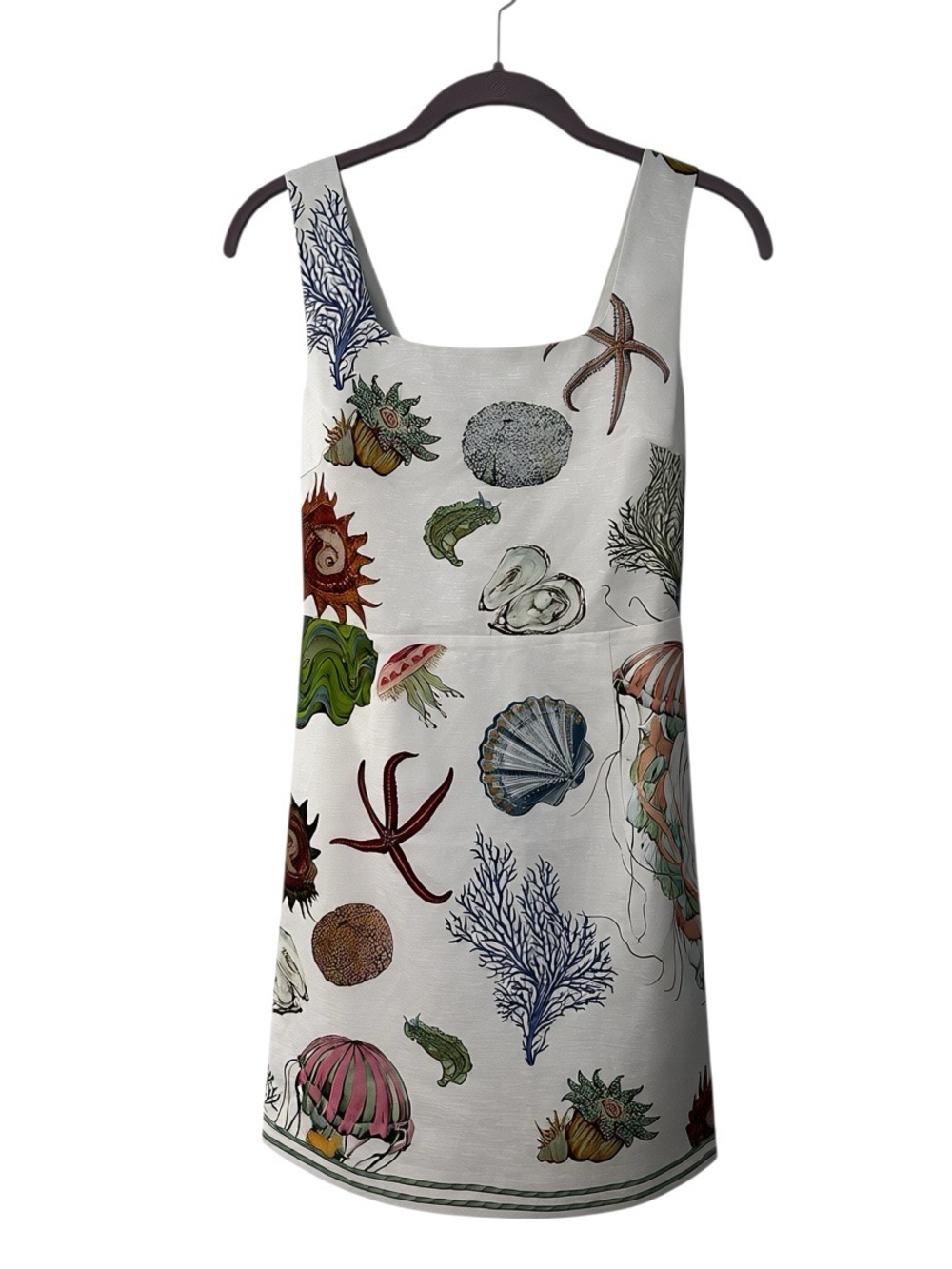 Boutique Square Neck Seashell & Starfish Nautical Summer Mini Dress